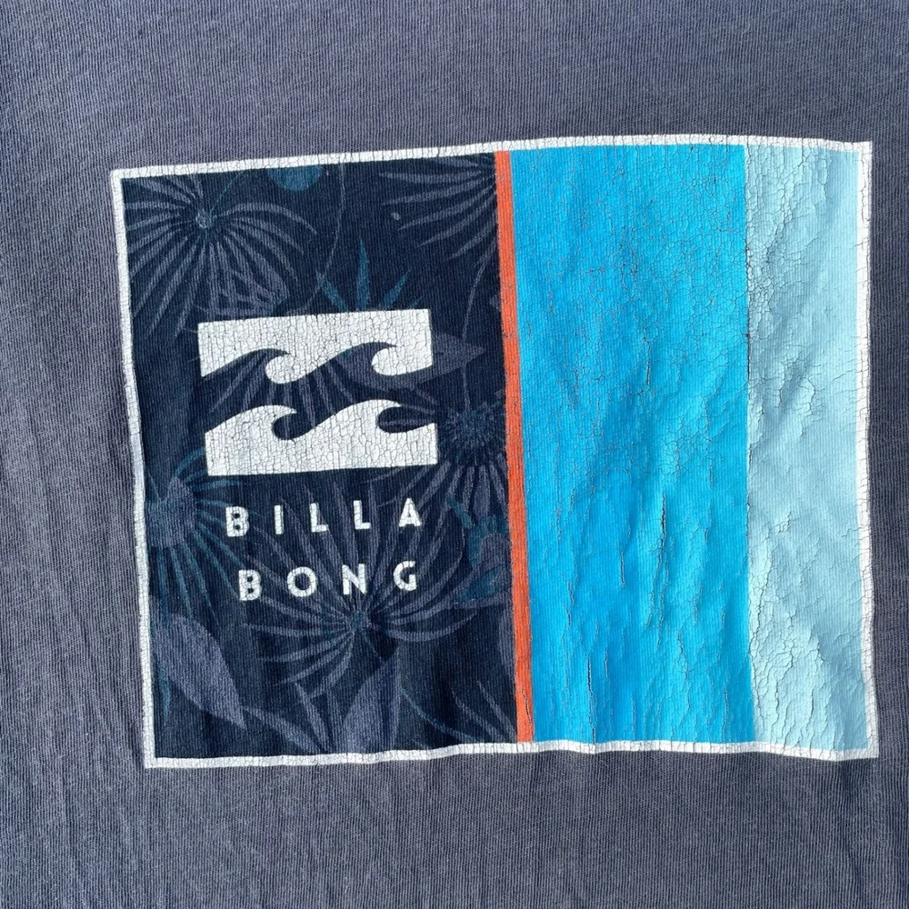Billabong T-Shirt Mens Large Blue Casual Surf Graphic Core Fit Cotton Tee Light